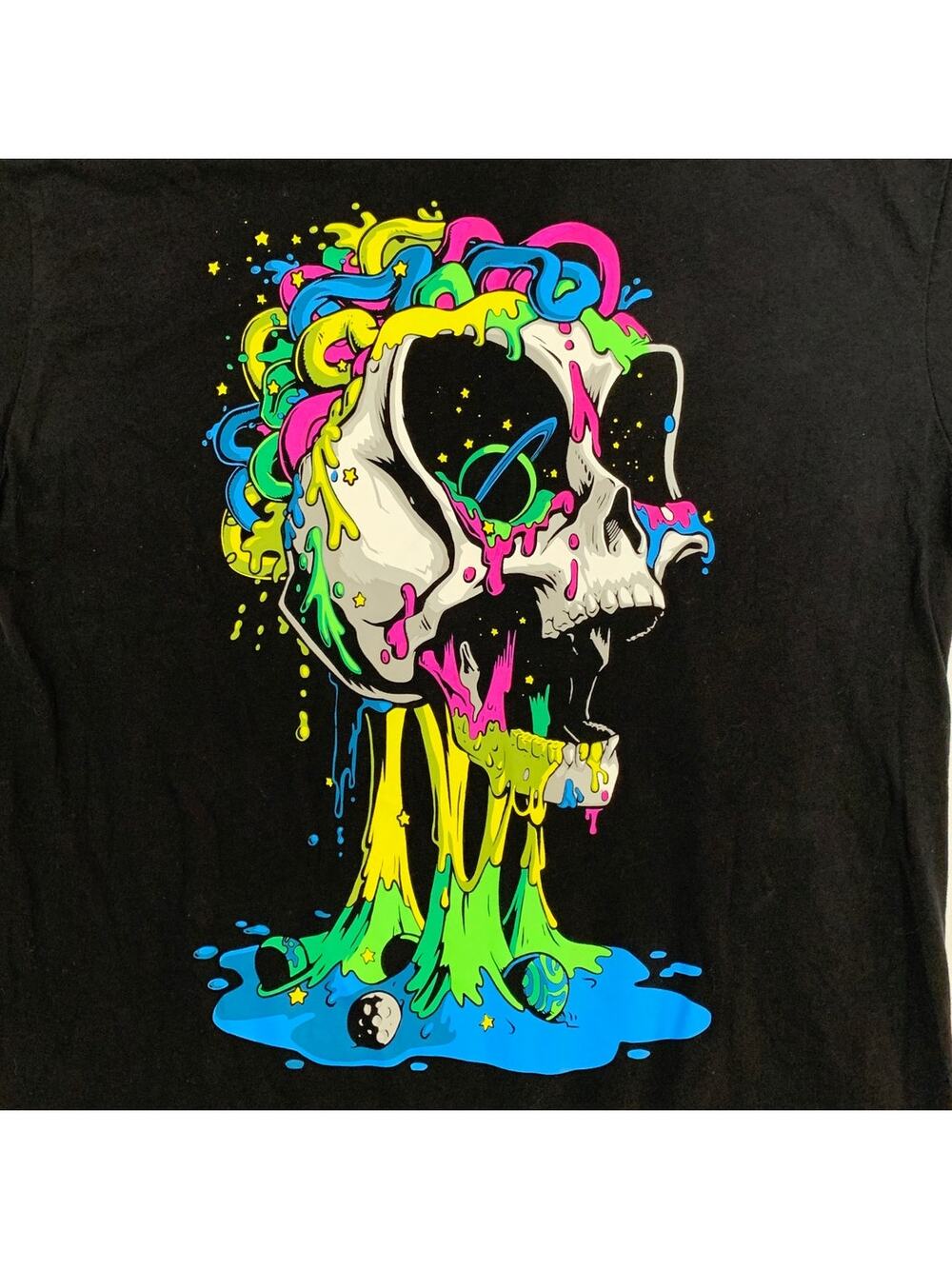 Men NEON Melting Skull Into The AM Bright Space Wearable Art Galaxy Medusa Paint